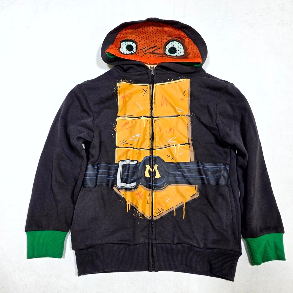 Nickelodeon TMNT‎ Michelangelo Hoodie Boys Small 6/7 Black Mutant Mayhem Zip Up